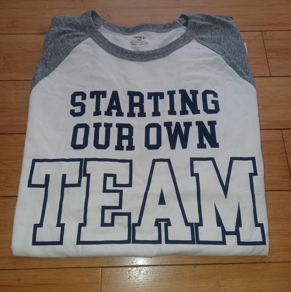 Carters Starting Our Own Team Gray and White Graphic Tee